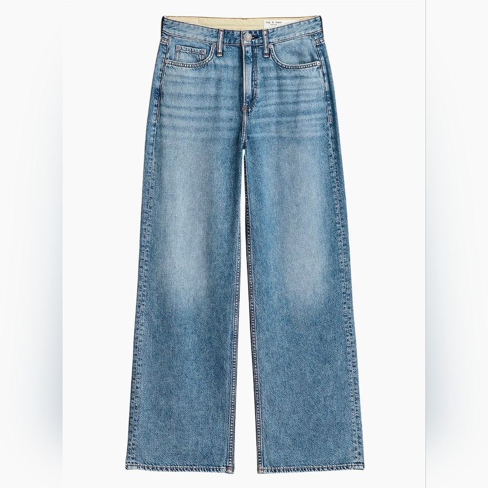 rag & bone Featherweight Logan Straight Mid-Rise Wide-Leg Jeans Size 30 - Picture 6 of 15